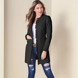 VENUS Black Tweed Jacket with Fringe - Size 12